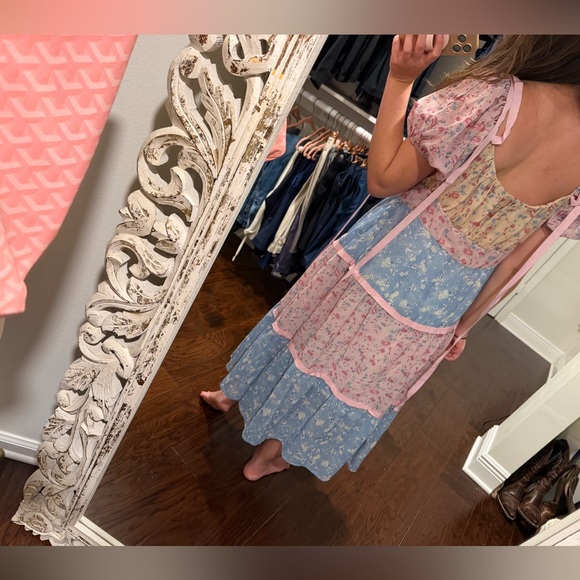 LOVESHACKFANCY Jessie ‘Inspired’ Patchwork Floral Print Midi Dress 🌻🩵🌸 - Picture 12 of 13